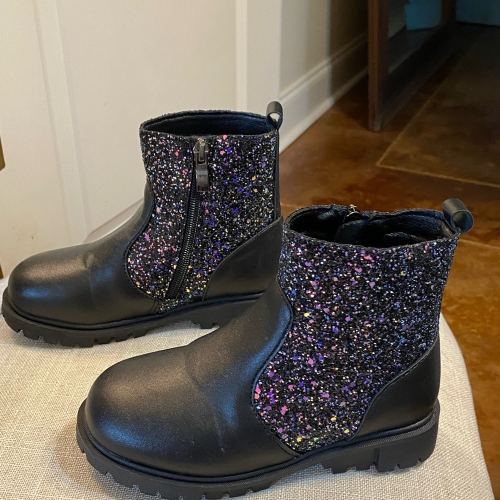 Girls Glitter Side Zip Booties